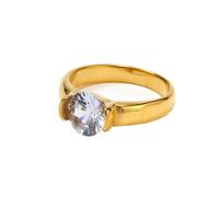 HIJONES Femmes Acier Inoxydable Verre Cristal Éternité Bague Plaqué Or Pierres Précieuses Cz Wedding Party Band Blanc Taille 60