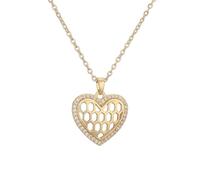 HIJONES Femmes Creuse Zircon Cubique Coeur Charme Pendentif Collier Acier Inoxydable Délicat Lien Chaîne Bijoux Argent