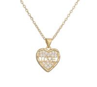 HIJONES Femmes Creuse Zircon Cubique Coeur Charme Pendentif Collier Acier Inoxydable Délicat Lien Chaîne Bijoux Or