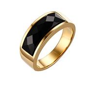 HIJONES Femmes Et Hommes en Acier Inoxydable avec Big Noir Stone CZ Bague Wedding Promise Or Taille 68