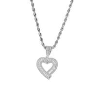 HIJONES Femmes Hollow Cubic Zirconia Love Coeur Charme Pendentif Collier Acier Inoxydable Délicat Lien Chaîne Bijoux Argent