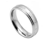 HIJONES Femmes Hommes 6 Mots En Acier Inoxydable Bague Vintage Personnalisé Style Chinois Bague Bande Bijoux Argent Taille 62