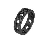 HIJONES Femmes Hommes Acier Inoxydable Bague À Maillons Chaîne Massif Déclaration Gothique 7MM de Large Bague de Petit Doigt Noir Taille 54