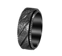 HIJONES Femmes Hommes Acier Inoxydable Bague Tournante D'inquiétude Punk Sablée 8MM Trame Tourne Bande de Mariage Noir Taille 60