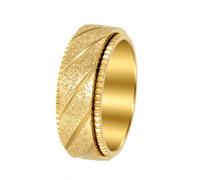 HIJONES Femmes Hommes Acier Inoxydable Bague Tournante D'inquiétude Punk Sablée 8MM Trame Tourne Bande de Mariage Or Taille 70