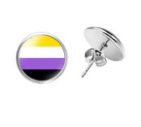 HIJONES Femmes Hommes Acier Inoxydable Bandeau Arc-en-ciel Boucle D'oreille Pour Fierté Gaie et Lesbienne Style 8