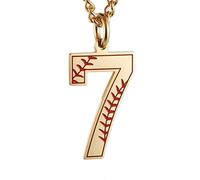 HIJONES Femmes Hommes Acier Inoxydable Tendance Baseball Lucky Sport Numéro Collier Pendentif Titainum Biker Bijoux Or 7