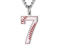 HIJONES Femmes Hommes Acier Inoxydable Tendance Baseball Lucky Sport Numéro Collier Pendentif Titainum Biker Bijoux Argent 7