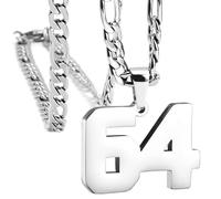 HIJONES Femmes Hommes Numéro Pendentif Collier Chaîne De Breloques Bijoux Personnalisés Argent 64