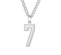HIJONES Femmes Pendentif Numéro Collier Acier Inoxydable Cadeau Parfait pour Port Quotidien Argent 7