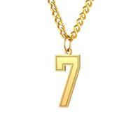 HIJONES Femmes Pendentif Numéro Collier Acier Inoxydable Cadeau Parfait pour Port Quotidien Or 7