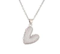 HIJONES Femmes Zircon Cubique Amour Coeur Pendentif Collier Acier Inoxydable Délicat Coeur À Coeur Lien Chaîne Bijoux Argent