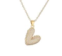 HIJONES Femmes Zircon Cubique Amour Coeur Pendentif Collier Acier Inoxydable Délicat Coeur À Coeur Lien Chaîne Bijoux Or