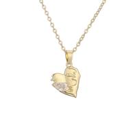 HIJONES Femmes Zircone Cubique Coeur Charme Pendentif Collier Acier Inoxydable Délicat Lien Chaîne Bijoux Or