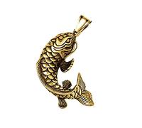 HIJONES Homme Acier Inoxydable Koi Poisson Pendentif Collier Chinois Carpe Amulette Lucky Or Pendentif Uniquement