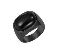 HIJONES Homme Acier Inoxydable Unique Pierre Précieuse Bague de Mariage Œil de Tigre Simulée Polie Bande de Phalange Pierre Noire Taille 70
