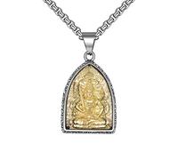 HIJONES Homme Bouddha en Acier Inoxydable Pendentif Collier Amulette Bouddhiste Patron Saint Bijoux avec Chaîne Akashagarbh Bouddha