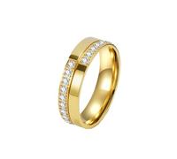 HIJONES Homme Femme Acier Inoxydable Zircone Cubique Blanche Bague Empilable Éternelle Confortable Bague de Petit Doigt Alliance Or Taille 60
