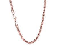 HIJONES Homme Femme Collier de Chaînes de Cordes en Acier Inoxydable Torsadée Bijoux Solides Chaîne Punk Rock 4MM 60CM Or Rose