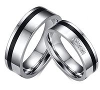 HIJONES Hommes Acier Inoxydable 2 Tone Argent Plaqué Zircone Cubique Bague de fiançailles 66