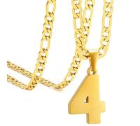 HIJONES Hommes Acier Inoxydable Basketb-ball Football équipe de Baseball Numéro Pendentif Chunky Chaîne Sport Collier Or 4