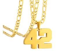 HIJONES Hommes Acier Inoxydable Basketb-ball Football équipe de Baseball Numéro Pendentif Chunky Chaîne Sport Collier Or 42
