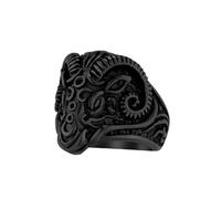 HIJONES Hommes Acier Inoxydable Gothique Chèvre Bélier Tête Bague Bande Gras Mouton Inspiré Titane Motard Articulation Bijoux Noir Taille 68