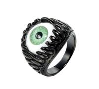 HIJONES Hommes Acier Inoxydable Gothique Multicolore Cristal Pierre Précieuse Tulipe Gravé Chunky Biker Bague Punk Doigt Bijoux Pierre Verte Noire Taille 57
