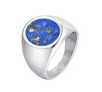 HIJONES Hommes Acier Inoxydable Strass Verre Taillé Pierres Précieuses Zircon Bande Gravée Bague de Fiançailles Style Cristal Bleu argenté Taille 60
