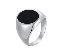 HIJONES Hommes Acier Inoxydable Strass Verre Taillé Pierres Précieuses Zircon Bande Gravée Bague de Fiançailles Style Cristal Noir argenté Taille 68