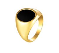 HIJONES Hommes Acier Inoxydable Strass Verre Taillé Pierres Précieuses Zircon Bande Gravée Bague de Fiançailles Style Cristal Or Noir Taille 54