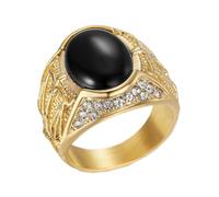 HIJONES Hommes Acier Inoxydable Unique Balance Signe Du Zodiaque Strass Bague Blanc Zircon Anniversaire Fête Bijoux Or Pierre noire Taille 57