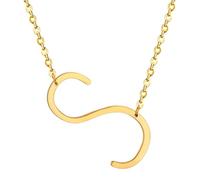 HIJONES Hommes Femmes Acier Inoxydable Collares Colgantes Con Iniciales Grandes de 26 Letras de La A A La Z Collar de Cadena Con Dijes Personalizados Del Alfabeto Grande Or S