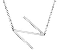 HIJONES Hommes Femmes Acier Inoxydable Collares Colgantes Con Iniciales Grandes de 26 Letras de La A A La Z Collar de Cadena Con Dijes Personalizados Del Alfabeto Grande N argenté