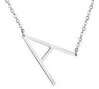 HIJONES Hommes Femmes Acier Inoxydable Collares Colgantes Con Iniciales Grandes de 26 Letras de La A A La Z Collar de Cadena Con Dijes Personalizados Del Alfabeto Grande Argent A