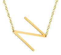 HIJONES Hommes Femmes Acier Inoxydable Collares Colgantes Con Iniciales Grandes de 26 Letras de La A A La Z Collar de Cadena Con Dijes Personalizados Del Alfabeto Grande Or N