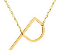 HIJONES Hommes Femmes Acier Inoxydable Collares Colgantes Con Iniciales Grandes de 26 Letras de La A A La Z Collar de Cadena Con Dijes Personalizados Del Alfabeto Grande Or P
