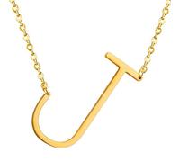 HIJONES Hommes Femmes Acier Inoxydable Collares Colgantes Con Iniciales Grandes de 26 Letras de La A A La Z Collar de Cadena Con Dijes Personalizados Del Alfabeto Grande Or J