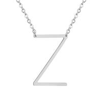 HIJONES Hommes Femmes Acier Inoxydable Collares Colgantes Con Iniciales Grandes de 26 Letras de La A A La Z Collar de Cadena Con Dijes Personalizados Del Alfabeto Grande Argent Z