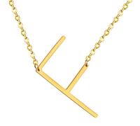 HIJONES Hommes Femmes Acier Inoxydable Collares Colgantes Con Iniciales Grandes de 26 Letras de La A A La Z Collar de Cadena Con Dijes Personalizados Del Alfabeto Grande Or F