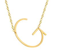 HIJONES Hommes Femmes Acier Inoxydable Collares Colgantes Con Iniciales Grandes de 26 Letras de La A A La Z Collar de Cadena Con Dijes Personalizados Del Alfabeto Grande Or G