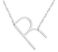 HIJONES Hommes Femmes Acier Inoxydable Collares Colgantes Con Iniciales Grandes de 26 Letras de La A A La Z Collar de Cadena Con Dijes Personalizados Del Alfabeto Grande R d’Argent