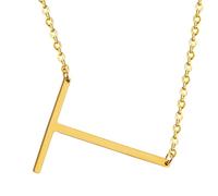 HIJONES Hommes Femmes Acier Inoxydable Collares Colgantes Con Iniciales Grandes de 26 Letras de La A A La Z Collar de Cadena Con Dijes Personalizados Del Alfabeto Grande T d’Or