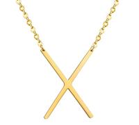 HIJONES Hommes Femmes Acier Inoxydable Collares Colgantes Con Iniciales Grandes de 26 Letras de La A A La Z Collar de Cadena Con Dijes Personalizados Del Alfabeto Grande Or X