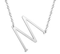 HIJONES Hommes Femmes Acier Inoxydable Collares Colgantes Con Iniciales Grandes de 26 Letras de La A A La Z Collar de Cadena Con Dijes Personalizados Del Alfabeto Grande Argent M