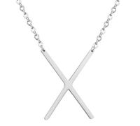 HIJONES Hommes Femmes Acier Inoxydable Collares Colgantes Con Iniciales Grandes de 26 Letras de La A A La Z Collar de Cadena Con Dijes Personalizados Del Alfabeto Grande Argent X