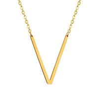 HIJONES Hommes Femmes Acier Inoxydable Collares Colgantes Con Iniciales Grandes de 26 Letras de La A A La Z Collar de Cadena Con Dijes Personalizados Del Alfabeto Grande Or V