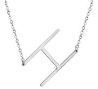 HIJONES Hommes Femmes Acier Inoxydable Collares Colgantes Con Iniciales Grandes de 26 Letras de La A A La Z Collar de Cadena Con Dijes Personalizados Del Alfabeto Grande Argent H