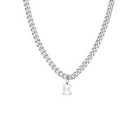HIJONES Hommes Femmes Acier Inoxydable Collier 26 Initiales Alphabet Pendent Hip Hop Chaîne Massive Chocker Argent E