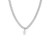 HIJONES Hommes Femmes Acier Inoxydable Collier 26 Initiales Alphabet Pendent Hip Hop Chaîne Massive Chocker Argent W